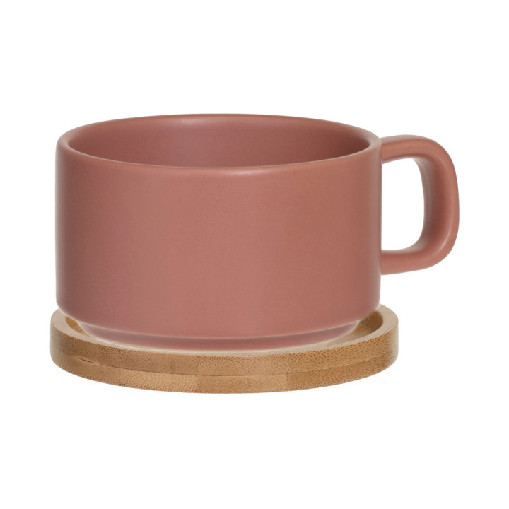 Théière solitaire en bambou et céramique rose terracotta 40 