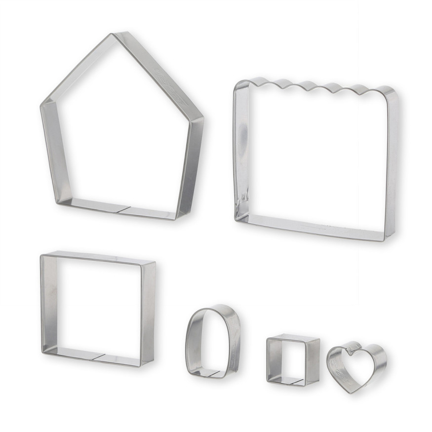 Set de 6 emporte-pièces en inox pour maison en pain d´épices