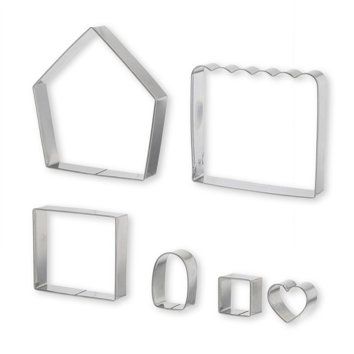 Set de 6 emporte-pièces en inox pour maison en pain d´épices