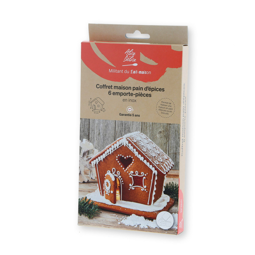 Set de 6 emporte-pièces en inox pour maison en pain d´épices