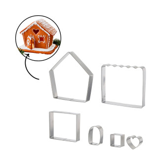 Set de 6 emporte-pièces en inox pour maison en pain d´épices