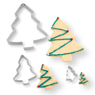 Set de 3 emporte-pièces en inox sapins de Noël 4, 8 et 15 cm Set de 3 emporte-pièces en inox sapins de Noël 4, 8 et 15 cm