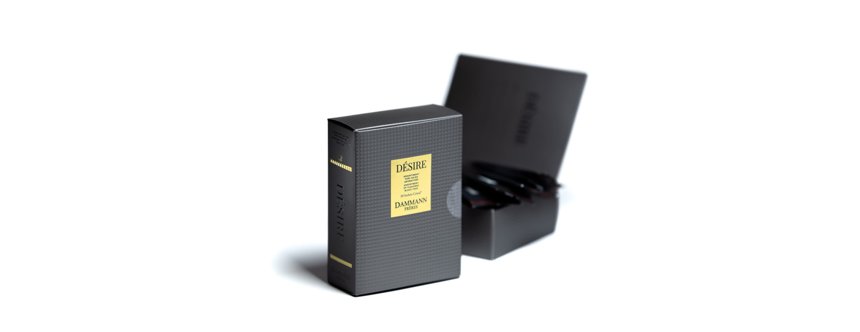 Coffret de thés Désire : 20 sachets cristal de thés noirs aromatisés