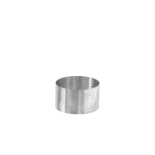 Cercle à tartelette haut en inox perforé 7.5 hauteur 4.5 cm 