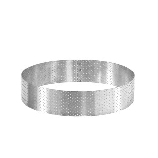 Cercle à tarte haut en inox perforé 20 cm hauteur 4.5 cm - A