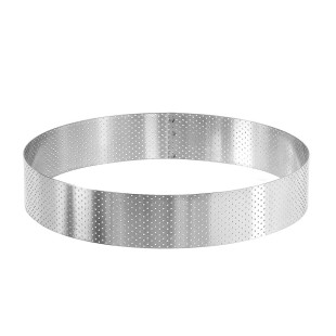 Cercle à tarte haut en inox perforé 24 cm hauteur 4.5 cm - A