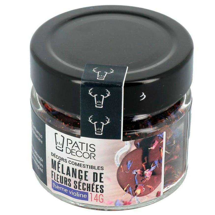 Pot de fleurs séchées comestibles mélange violine pour décor