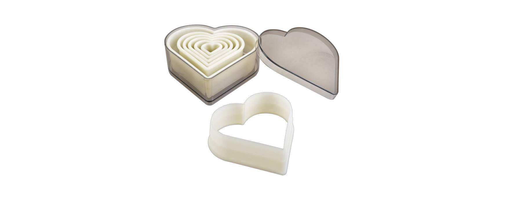 7 emporte-pièces coeur lisse en nylon de 2 à 11 cm hauteur 3