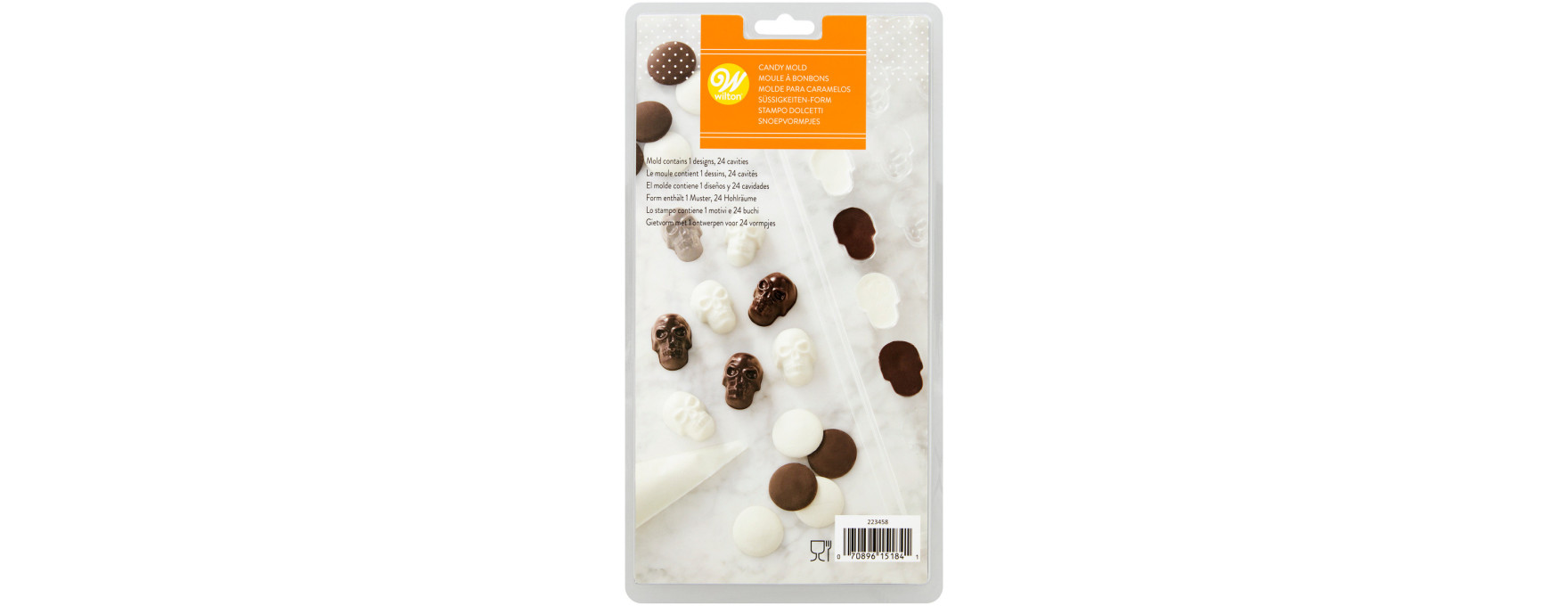 Moule à bonbons en plastique 24 mini crânes d´Halloween 2.5