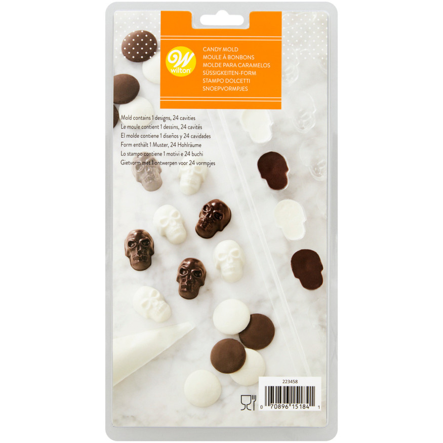 Moule à bonbons en plastique 24 mini crânes d´Halloween 2.5