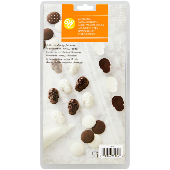 Moule à bonbons en plastique 24 mini crânes d´Halloween 2.5