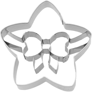 Emporte-pièce en inox de Noël : étoile avec noeud 6.5 cm - B