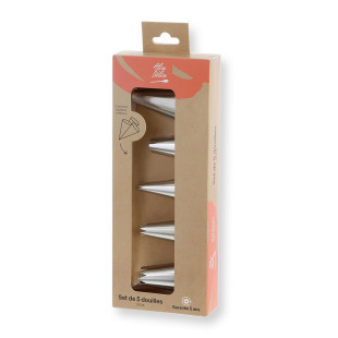 Set de 5 douilles classiques en inox avec 3 poches jetables 