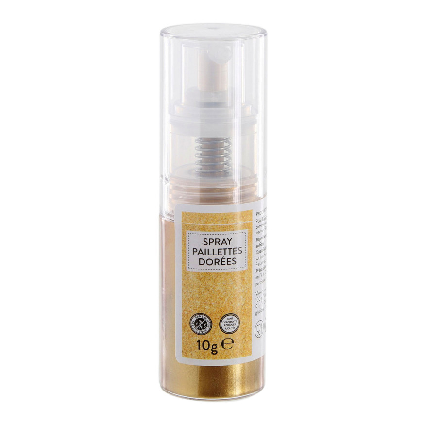 Spray paillettes alimentaires dorées 10 gr