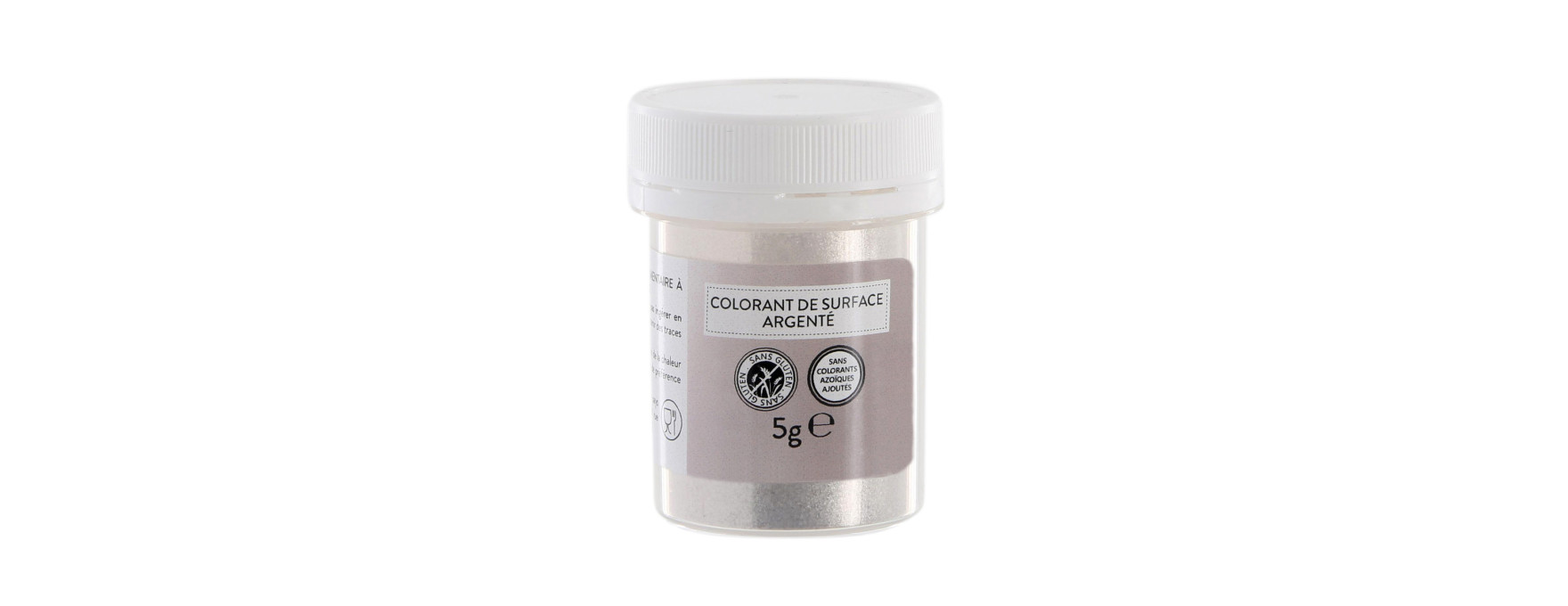 Colorant alimentaire de surface en poudre argenté 5 gr