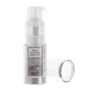 Spray paillettes alimentaires argentées 10 gr