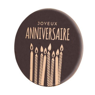 Décor en chocolat : Plaque Joyeux Anniversaire noir et bronz