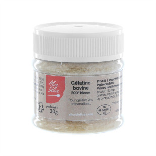 Gélatine bovine en poudre 200° bloom 30 gr - Alice Délice