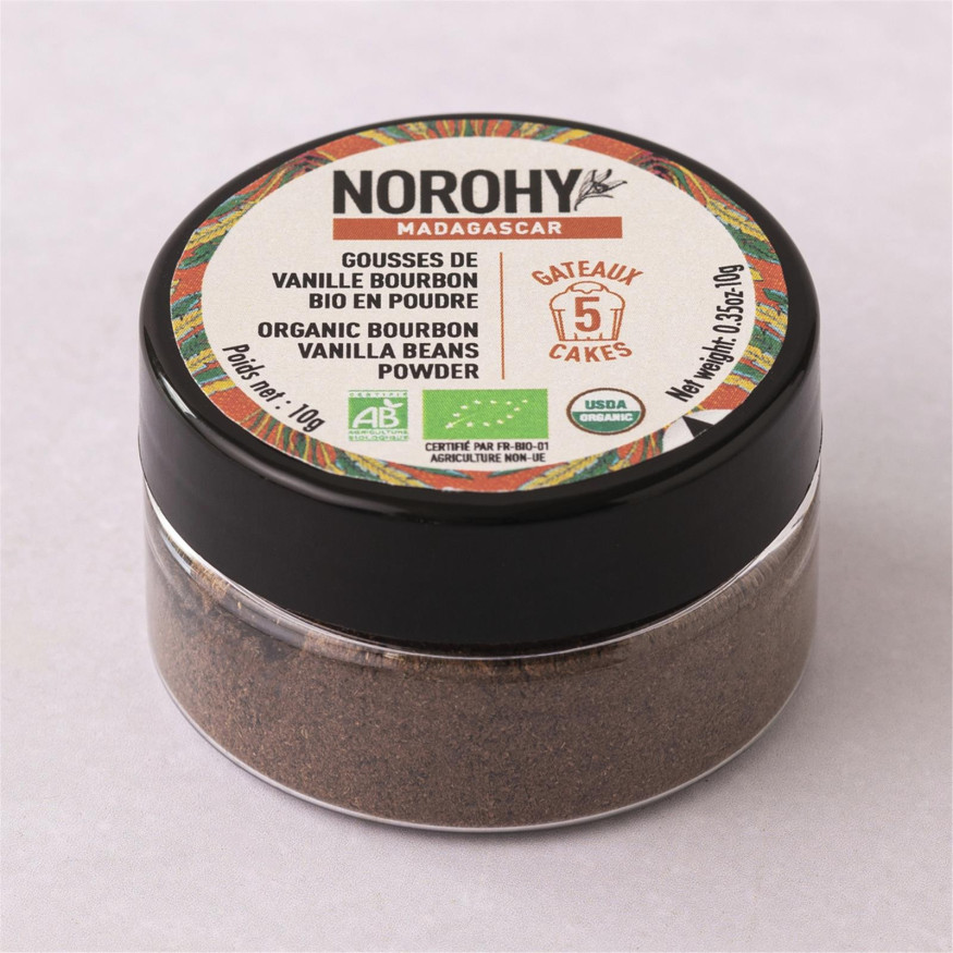 Poudre de gousse de vanille bourbon bio 10 gr - Norohy