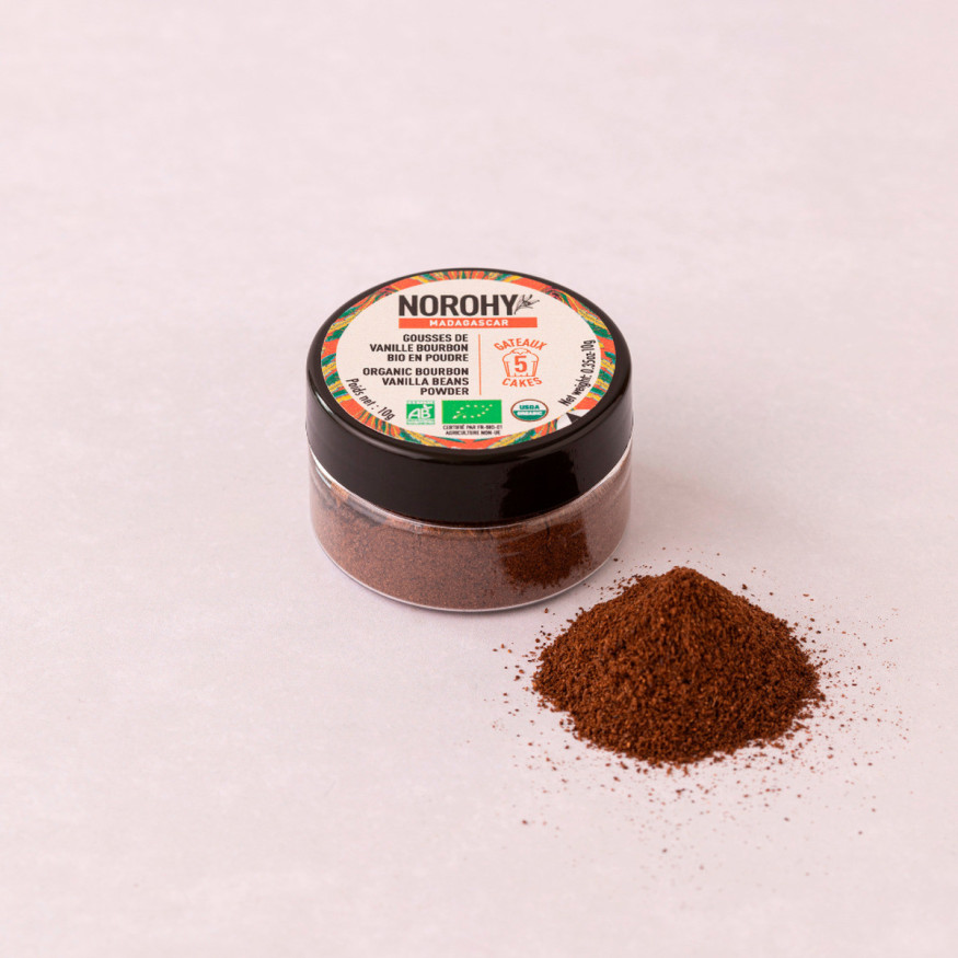 Poudre de gousse de vanille bourbon bio 10 gr - Norohy
