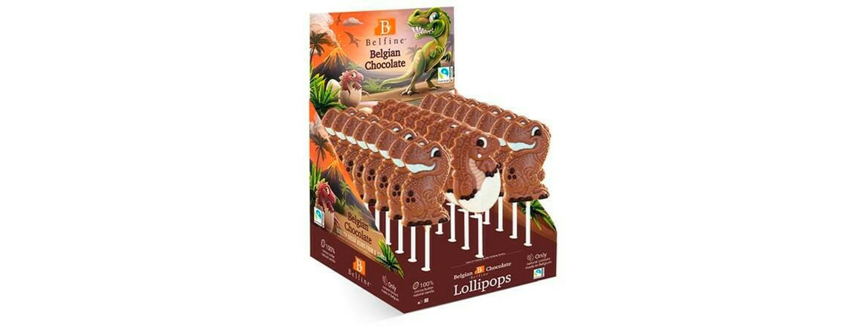 Sucette au chocolat au lait Dinosaure 25 gr - Belfine