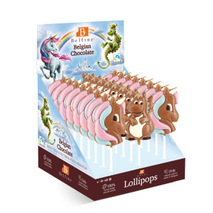 Sucette au chocolat au lait Licorne ou Dragon 35 gr - Belfin