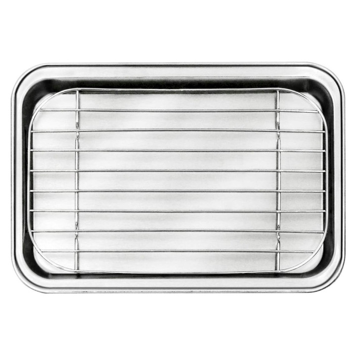 Plat à dresser en inox avec grille 26,5*20,5*2,5 cm- Lacor