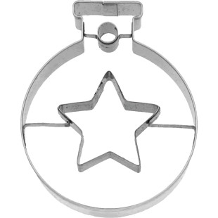 Emporte-pièce en inox Noël : boule de Noël avec étoile 6 cm