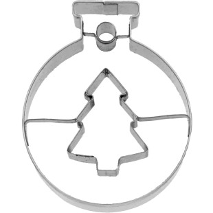 Emporte-pièce en inox Noël : boule de Noël avec sapin 6 cm