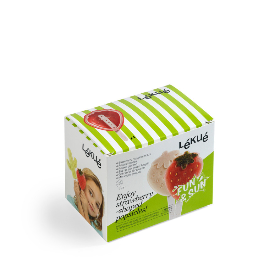 4 moules à glace en silicone en forme de fraise 95 ml - Léku