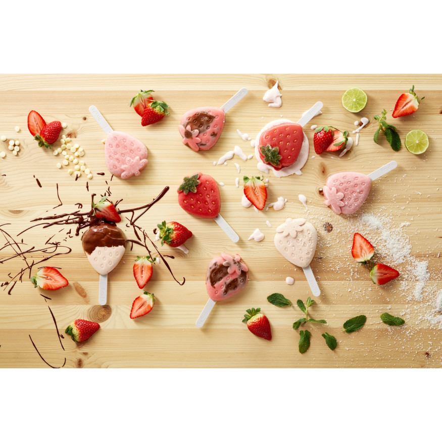 4 moules à glace en silicone en forme de fraise 95 ml - Léku