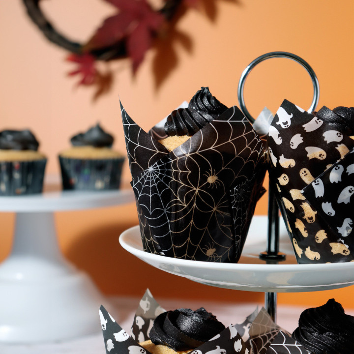 24 caissettes tulipes à cupcakes et muffins araignés et fant