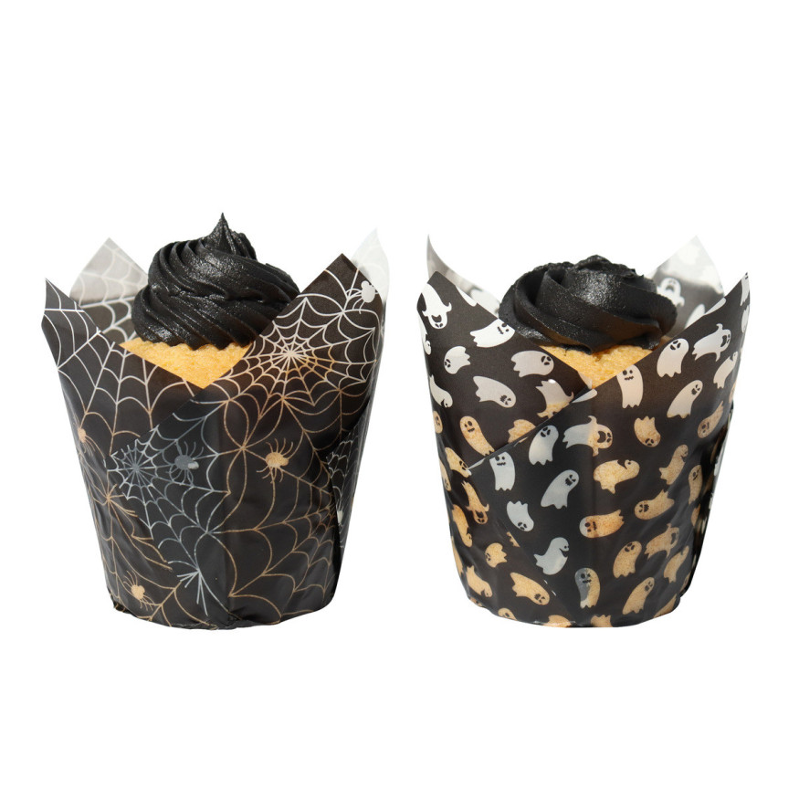 24 caissettes tulipes à cupcakes et muffins araignés et fant