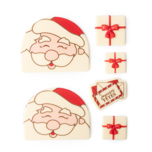Set embouts bûche de Noël et décors alimentaires : Père Noël Set embouts bûche de Noël et décors alimentaires : Père Noël