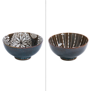 Saladier décors assortis Penja brun 20 cm en porcelaine - Ta