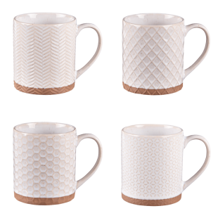 Coffret de 4 mugs avec anse Jaspe crème 4 x 35 cl - Table Pa