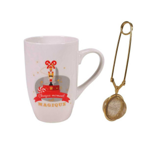Coffret thé de Noël : infuseur doré et mug casse-noisette 30 Coffret thé de Noël : infuseur doré et mug casse-noisette 30