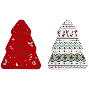 Boîte à biscuits en métal sapin de Noël 15.8 x 19 x 5 cm rou