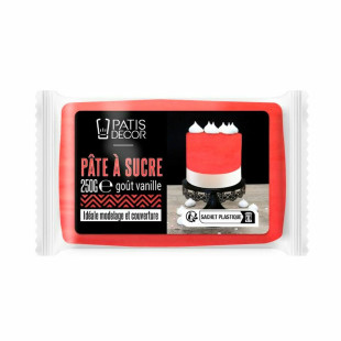 Pâte à sucre goût vanille : rouge 250 gr - Patisdecor