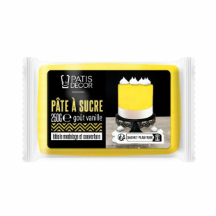 Pâte à sucre goût vanille : jaune 250 gr - Patisdecor