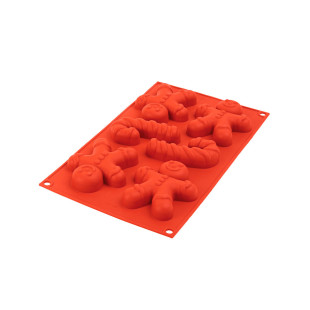 Moule en silicone 4 bonhommes de pain d´épices et 2 cannes à sucre Moule en silicone 4 bonhommes de pain d´épices et 2 cannes à sucre