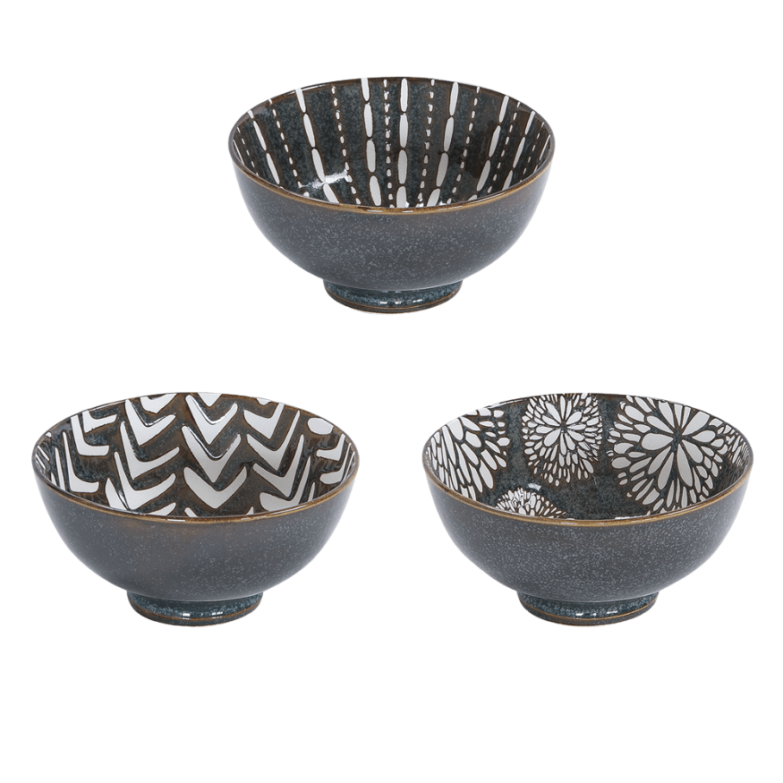 Lot de 6 coupelles 3 décors assortis Penja Brun 11.5cm en po