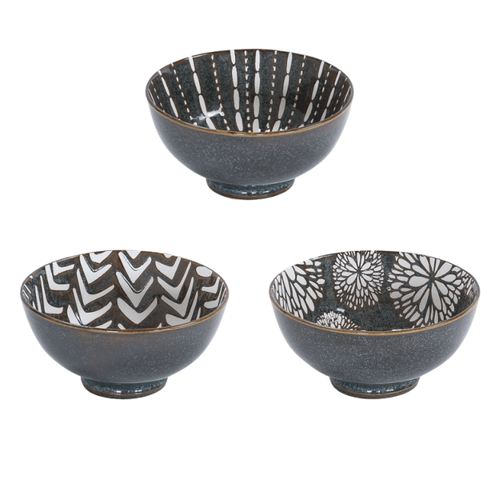 Lot de 6 coupelles 3 décors assortis Penja Brun 11.5cm en po