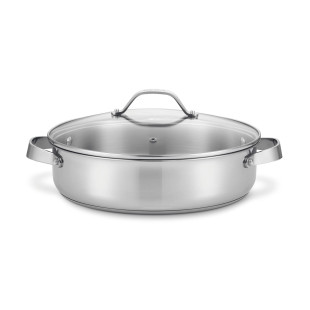 Sauteuse 2 anses inox avec couvercle verre 28 cm Cicla - Bek Sauteuse 2 anses inox avec couvercle verre 28 cm Cicla - Bek