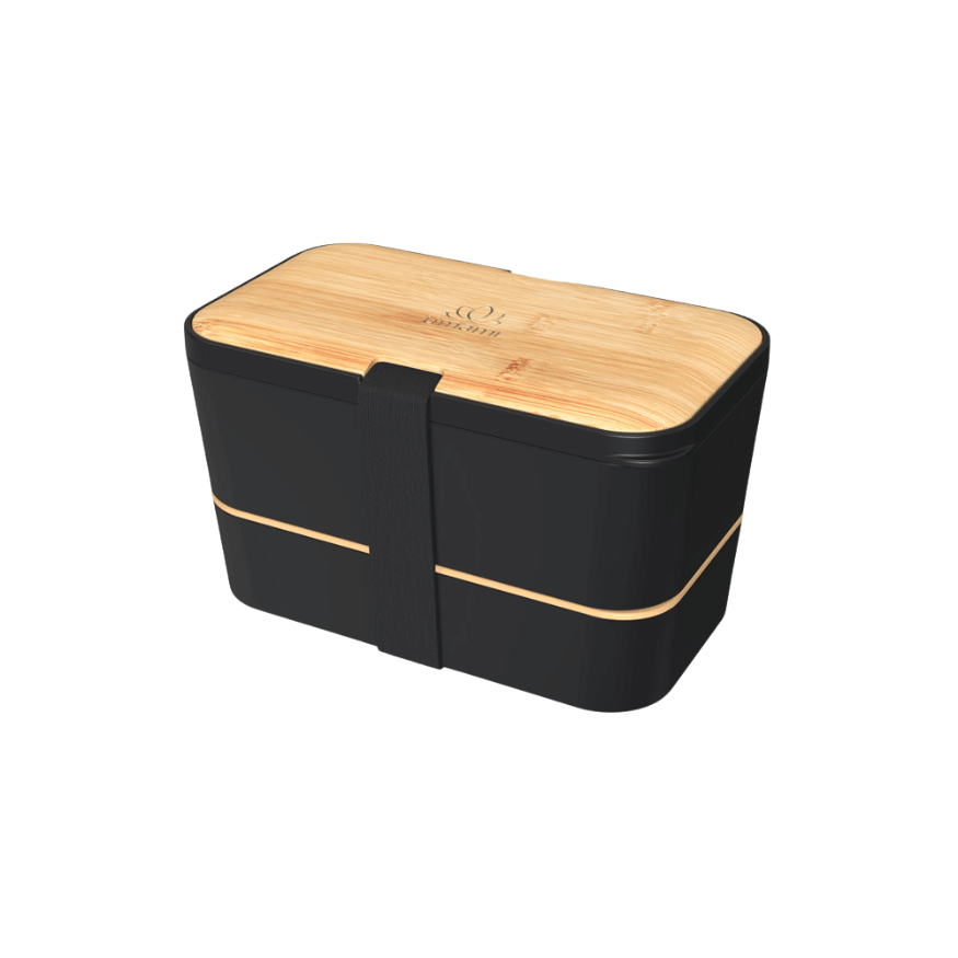Bento encastrable avec 2 pots et couverts 1,5L noir bambou -