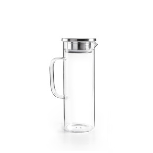 Pichet en verre borosilicate 1,1L avec bouchon filtre inox -