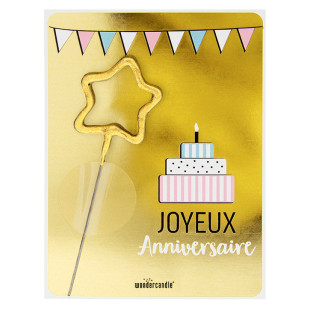 Mini bougie scintillante dorée étoile Joyeux Anniversaire - Mini bougie scintillante dorée étoile Joyeux Anniversaire -
