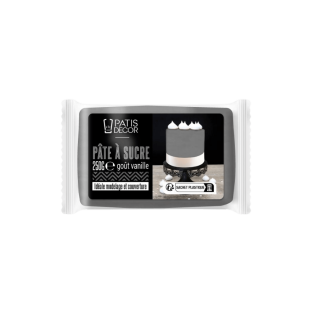 Pâte à sucre goût vanille : grise 250 gr - Patisdecor