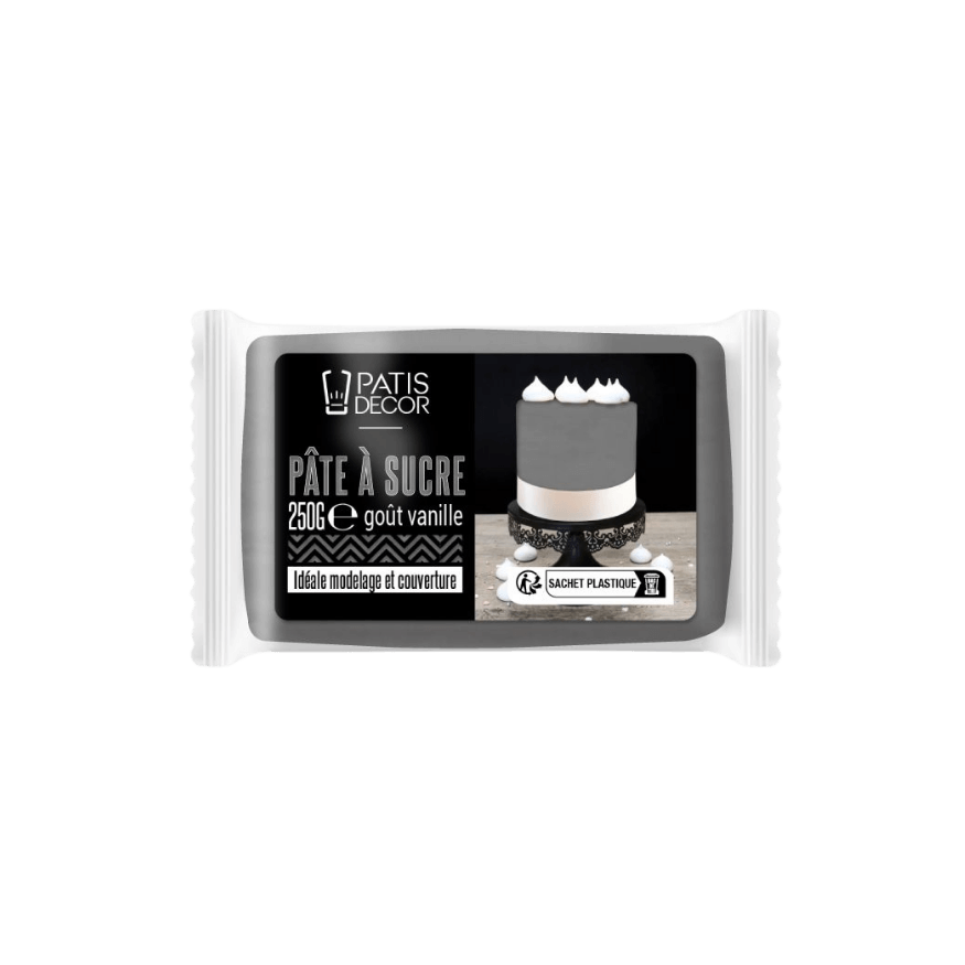 Pâte à sucre goût vanille : grise 250 gr - Patisdecor