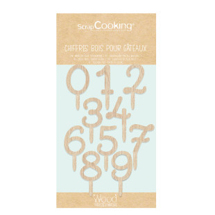 Décor de gâteau : chiffres 0 à 9 en bois 6 cm - Scrapcooking